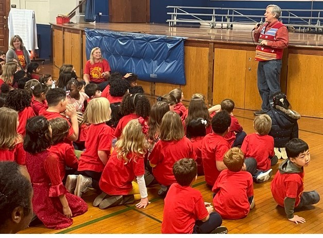 As part of Iles Middle School’s celebration of Chinese New Year, Brian Ellis tells Chinese folk tales.