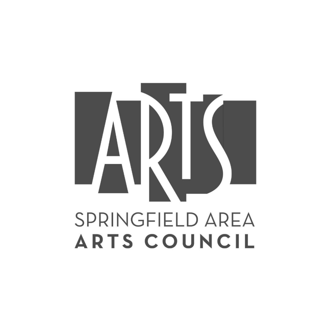 A black and white graphic of the Springfield Area Arts logo. The word "ARTS" created by different blocks.