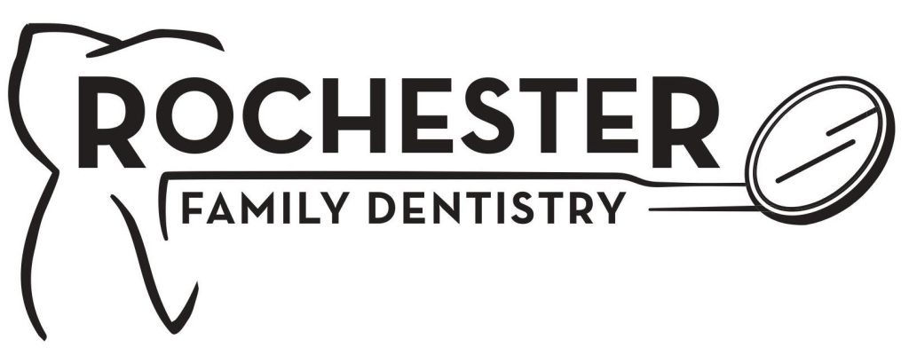 Rochester Family Dentistry logo with outline of molar and dental mirror surrounding text.