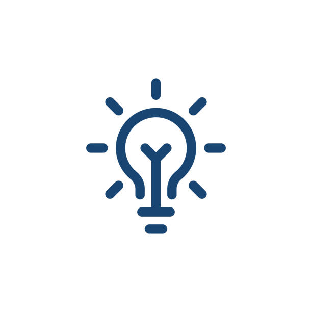 blue linear bright light bulb like insight icon